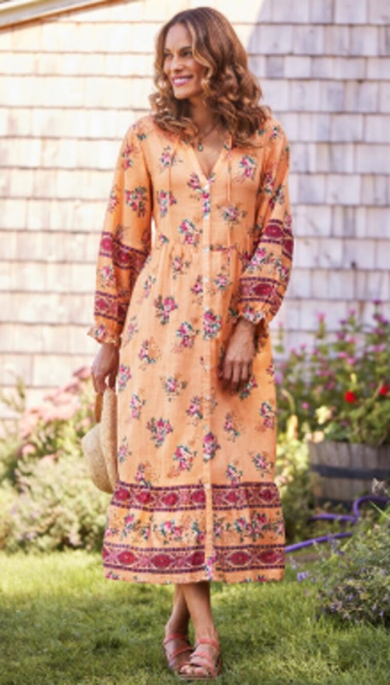 April Cornell Carmel by the Sea Dress S Boho Cottagecore Prairie Maxi Cotton